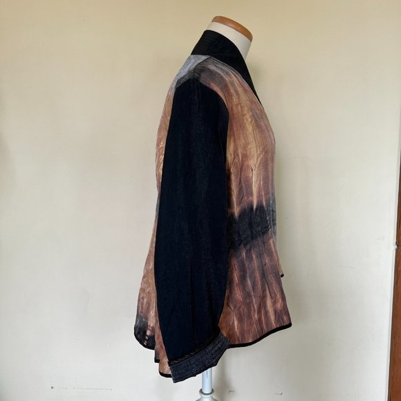 Harubella Black Bronze Kimono Single Button Lightweight Crinkled, Jacket OSFM - Picture 3 of 12